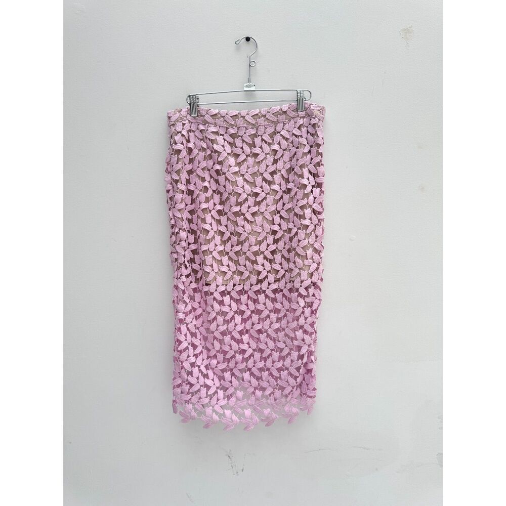 Bardot Lilac Pink Floral Lace Pencil Skirt Women's Size 10/L NWT